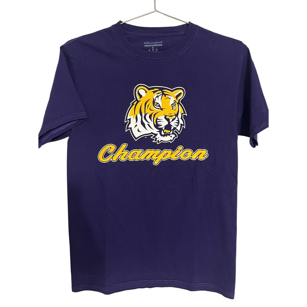 LSU Champion Tigers Footbal Purple Tiger Mascot Graphic T Shirt Men's S
